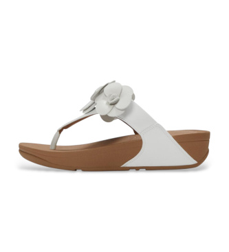 Fitflop Lulu Flower Toe-Post Leather Sandals white