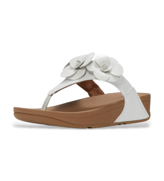Fitflop Lulu Flower Toe-Post Leather Sandals white