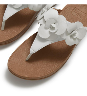 Fitflop Lulu Flower Toe-Post Leather Sandals white