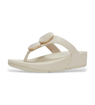 Fitflop Lulu Marbled-Stone Toe-Post Beige Sandals