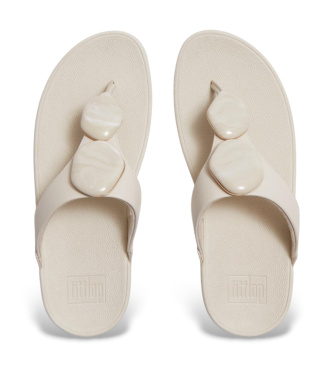 Fitflop Lulu Marbled-Stone Toe-Post Beige Sandals