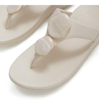 Fitflop Lulu Marbled-Stone Toe-Post Beige Sandals