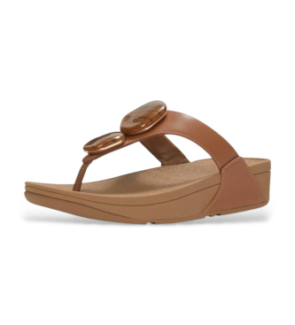 Fitflop Sandali Lulu con cinturino tra le dita e motivo marmorizzato, colore marrone.