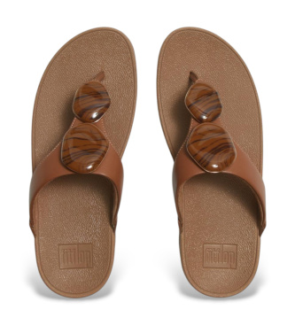 Fitflop Sandali Lulu con cinturino tra le dita e motivo marmorizzato, colore marrone.