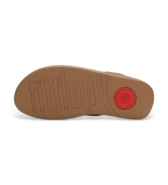 Fitflop Sandali Lulu con cinturino tra le dita e motivo marmorizzato, colore marrone.
