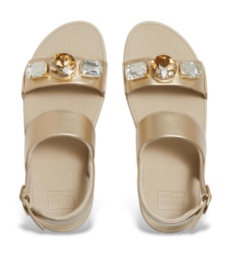 Fitflop Lulu Ultra-Jewel Metallic Back-Strap Gold Leather Sandals