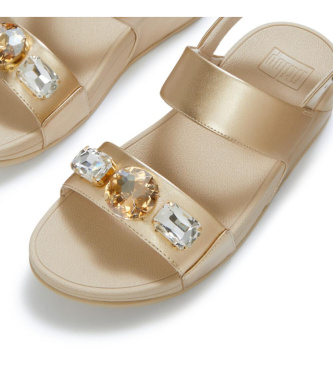 Fitflop Lulu Ultra-Jewel Metallic Back-Strap Gold Leather Sandals