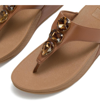 Fitflop Brown Lulu Ultra-Jewel Toe-Post Leather Sandals