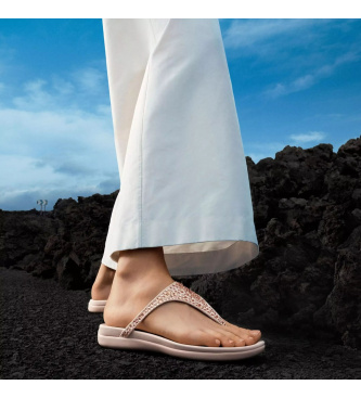 Fitflop Sandalias de Piel Solay Mixed-Crystal Toe-Post nude