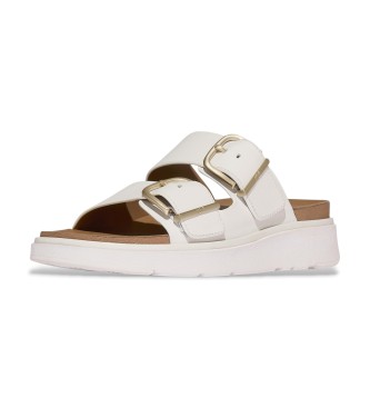 Fitflop Sandálias de pele Gen-FF Buckle Two-Bar Leather Slides brancas urbanas