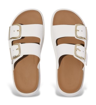 Fitflop Sandálias de pele Gen-FF Buckle Two-Bar Leather Slides brancas urbanas