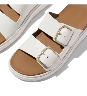 Fitflop Sandálias de pele Gen-FF Buckle Two-Bar Leather Slides brancas urbanas