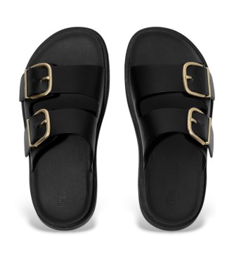 Fitflop Sandálias de pele Gen-FF Buckle Two-Bar Leather Slides, pretas