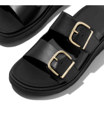 Fitflop Sandálias de pele Gen-FF Buckle Two-Bar Leather Slides, pretas