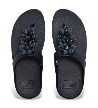 Fitflop Bead-Cluster Bead-Cluster Toe-Post navy leather sandals