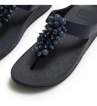 Fitflop Bead-Cluster Bead-Cluster Toe-Post navy leather sandals