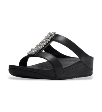 Fitflop Pearls-and-Crystal Fino Sandals H-Bar Slides black
