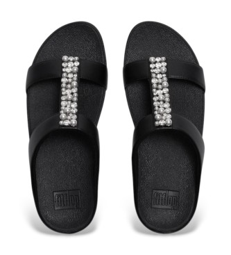 Fitflop Pearls-and-Crystal Fino Sandals H-Bar Slides black