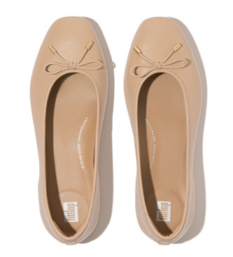 Fitflop Beige Delicato ballerinaskor i lder