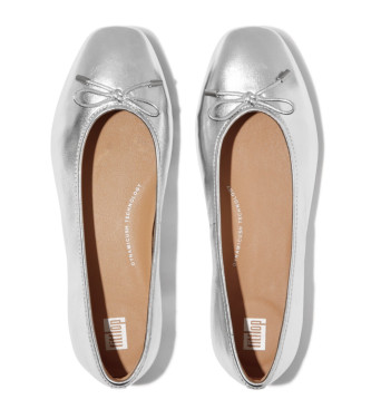 Fitflop Silver Delicato leather ballerina flats