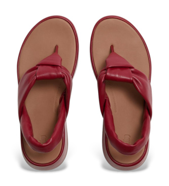Fitflop F-Mode Knot burgundy leather sandals