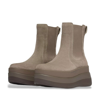 Fitflop Botas de Piel Chelsea F-Mode Stack taupe