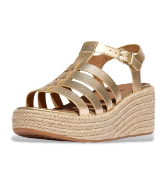 Fitflop Gold fisherman style wedge leather espadrilles