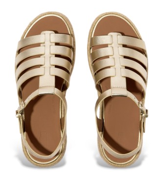 Fitflop Gold fisherman style wedge leather espadrilles