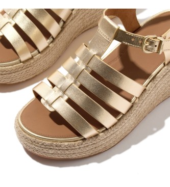 Fitflop Gold fisherman style wedge leather espadrilles