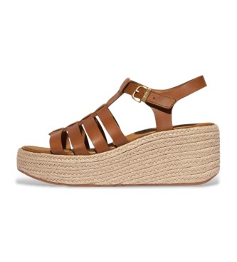Fitflop Brown fisherman style wedge leather espadrilles