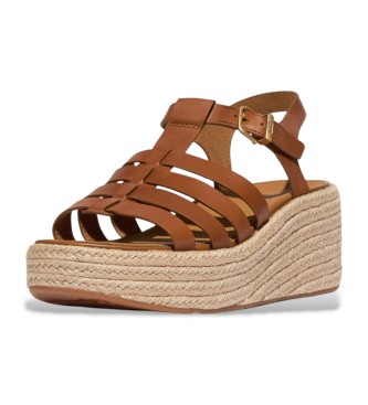 Fitflop Brown fisherman style wedge leather espadrilles