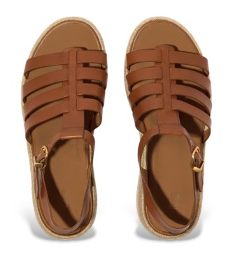 Fitflop Brown fisherman style wedge leather espadrilles