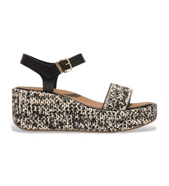 Fitflop Leder-Keilsandalen mit Knchelriemen schwarz