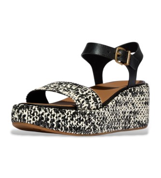 Fitflop Leder-Keilsandalen mit Knchelriemen schwarz