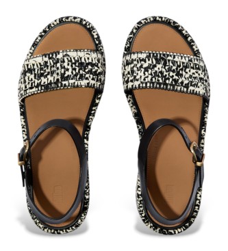 Fitflop Leder-Keilsandalen mit Knchelriemen schwarz