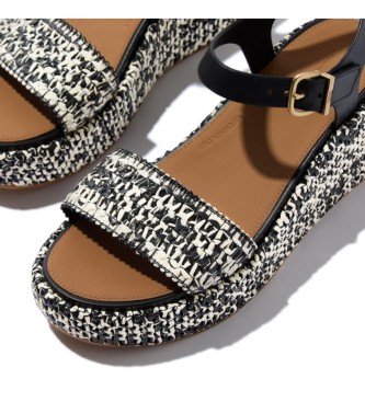 Fitflop Leder-Keilsandalen mit Knchelriemen schwarz