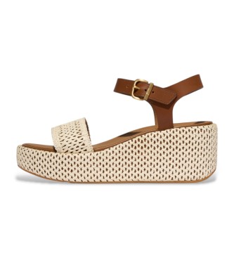 Fitflop Braune Ledersandalen mit Keilabsatz und Knchelriemen