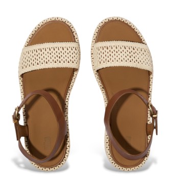 Fitflop Braune Ledersandalen mit Keilabsatz und Knchelriemen