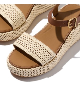 Fitflop Braune Ledersandalen mit Keilabsatz und Knchelriemen
