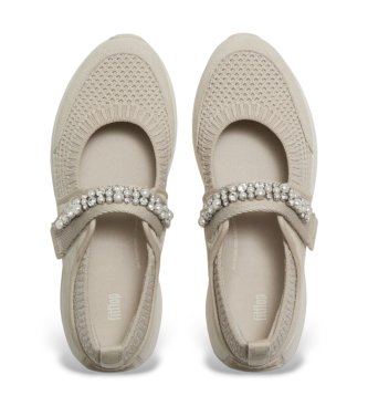 Fitflop F-Mode FloPearl & Crystal Mary-Jane Sneakers in taupe