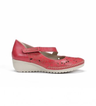 Fluchos Chaussures en cuir Yoda F0500 rouge - Hauteur de la cale : 4 cm
