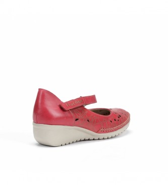 Fluchos Zapatos de piel Yoda F0500 rojo -Altura cuña: 4 cm-
