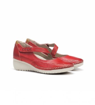 Fluchos Zapatos de piel F0757 rojo -Altura cuña: 3 cm-