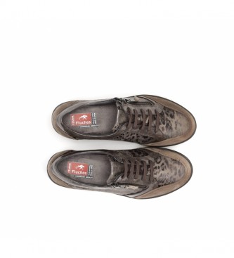 Fluchos Chaussures Manny F1020 en cuir marron - Hauteur de la cale : 5 cm