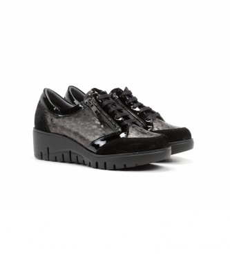 Fluchos Zapatos de piel Manny F1020 negro -Altura cuña: 5 cm-
