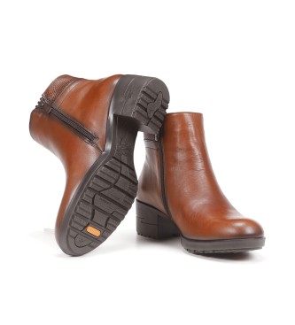 Fluchos leather booties F1367 Medium brown -Heel height: 5cm