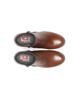 Fluchos bottines en cuir F1367 brun moyen - Hauteur du talon : 5cm