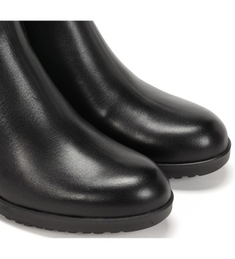 Fluchos skórzane buty za kostkę F1367 czarne -wysokość obcasa: 5cm