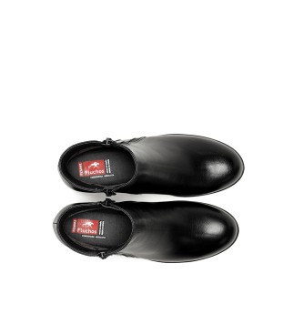 Fluchos skórzane buty za kostkę F1367 czarne -wysokość obcasa: 5cm