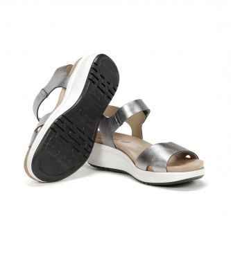 Fluchos Yagon Leather Sandals F1475 silver -Height 5cm wedge